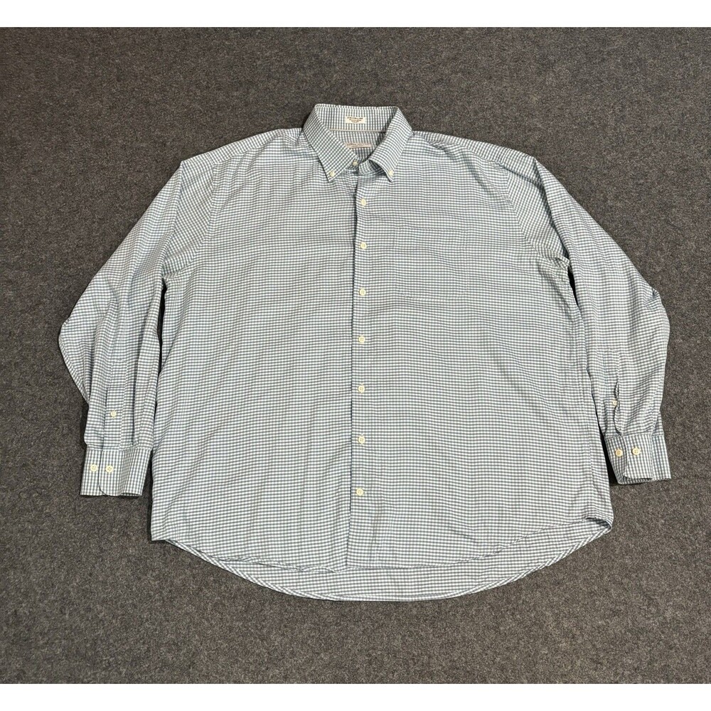 Peter Millar Button Shirt Size 2XL Long Sleeve Plaid Cotton Silk Crown Soft